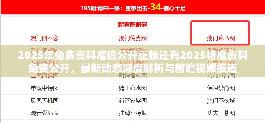 2025年免费资料准确公开正版还有2025精准资料免费公开，最新动态深度解析与前瞻视频报道