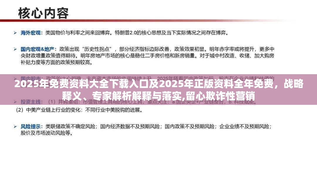 2025年免费资料大全下载入口及2025年正版资料全年免费，战略释义、专家解析解释与落实,留心欺诈性营销