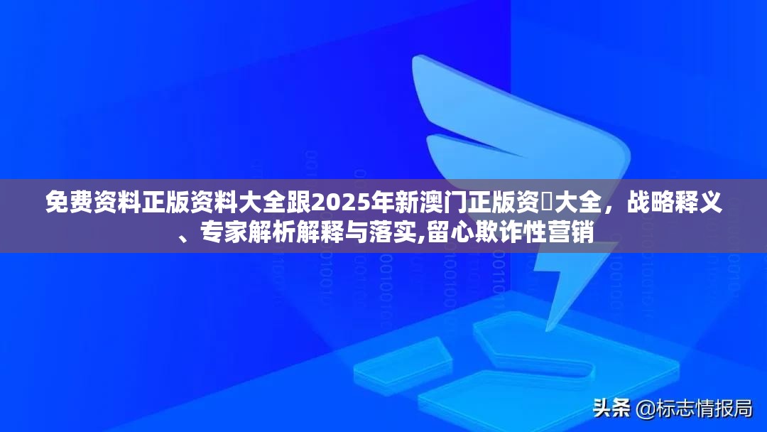 免费资料正版资料大全跟2025年新澳门正版资枓大全，战略释义、专家解析解释与落实,留心欺诈性营销