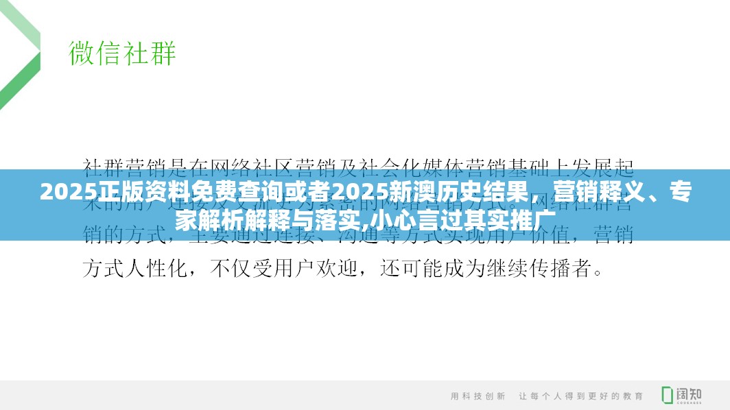 2025正版资料免费查询或者2025新澳历史结果，营销释义、专家解析解释与落实,小心言过其实推广