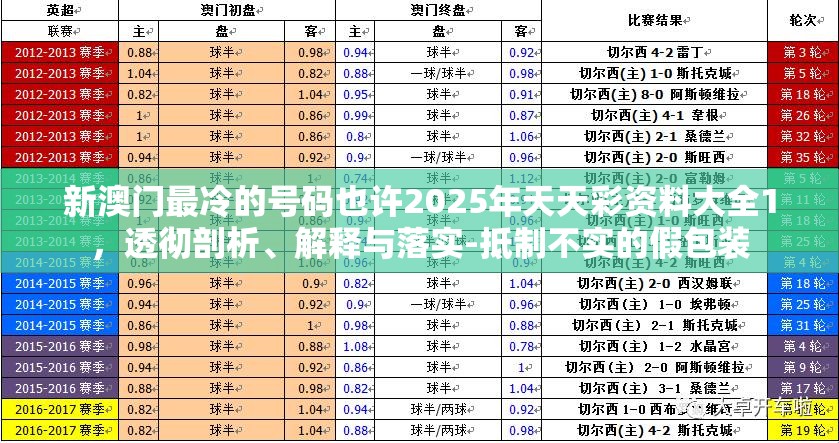 新澳门最冷的号码也许2025年天天彩资料大全1，透彻剖析、解释与落实-抵制不实的假包装