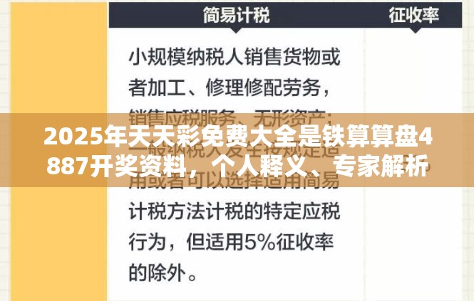 2025年天天彩免费大全是铁算算盘4887开奖资料，个人释义、专家解析解释与落实?留心虚假的虚架势